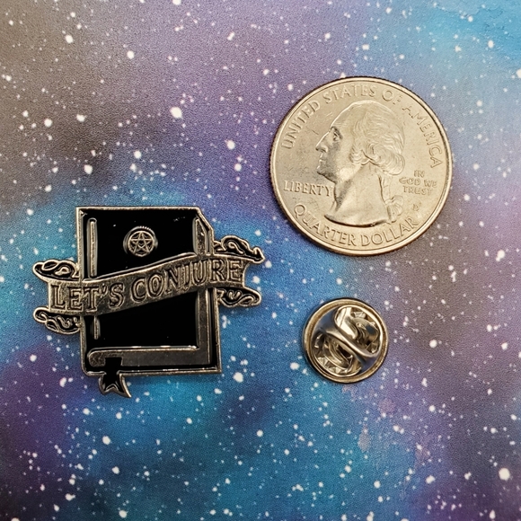 Let's Conjure Spell Book Enamel Pin - Picture 2 of 3
